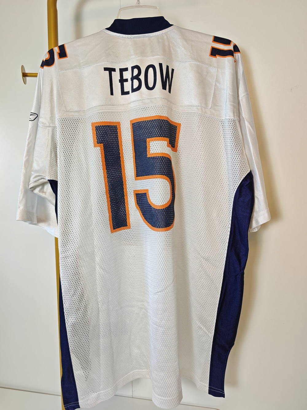 Tebow Denver Broncos 15 White Navy Orange Football Jersey Reebok Mens XXL